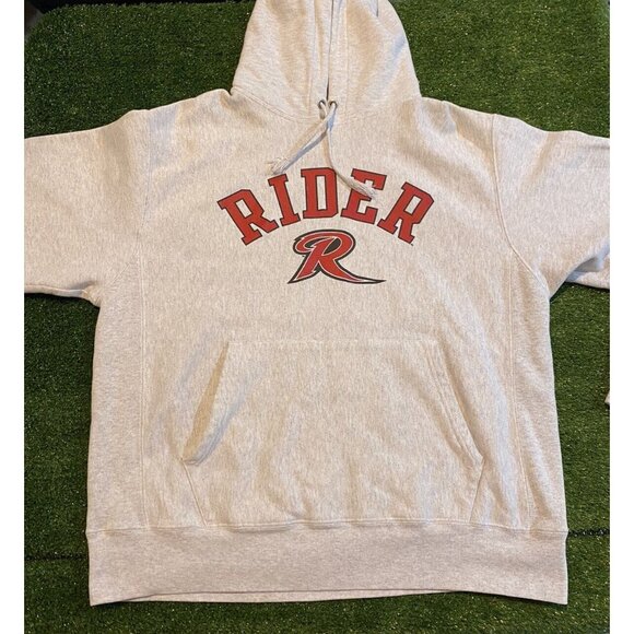 Rider Broncs hoodie mens large gray champion reverse weave sweatshirt NCAA RK - Picture 4 of 12